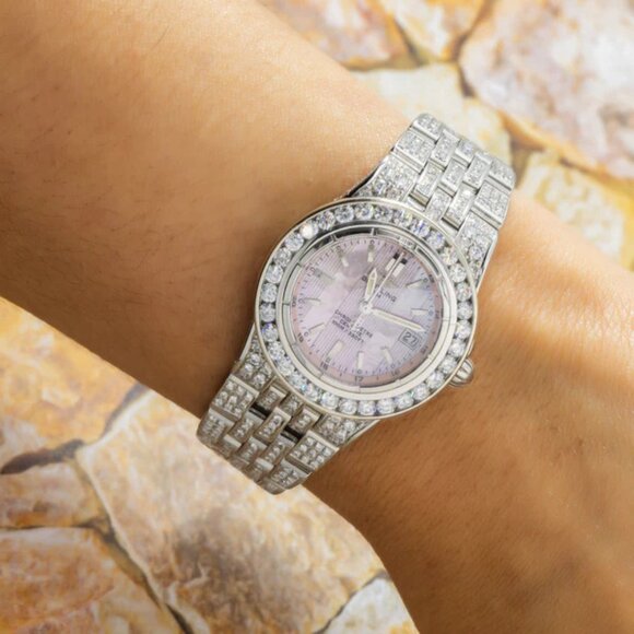 Breitling Starliner A71340 30MM Pink Mother of Pearl Dial With Diamond Bezel & B main image 3